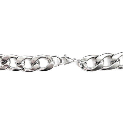Stainless Steel Chain Necklace 23.5 Inches, 15mm Cuban Link, Silver Hip-Hop 7oz