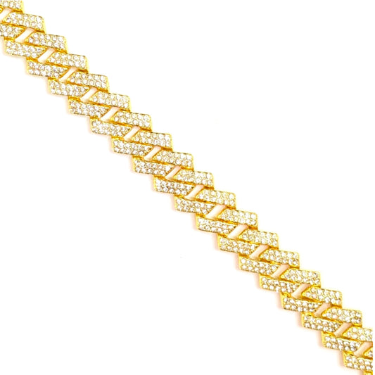 Gold Iced-Out Tilted Cuban Gem Link Chain Necklace (20"-28")