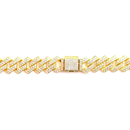 Gold Iced-Out Tilted Cuban Gem Link Chain Necklace (20"-28")