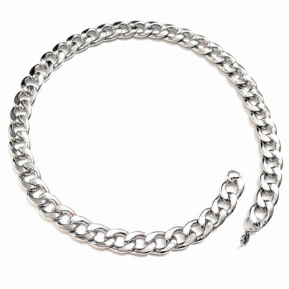 Stainless Steel Chain Necklace 23.5 Inches, 15mm Cuban Link, Silver Hip-Hop 7oz