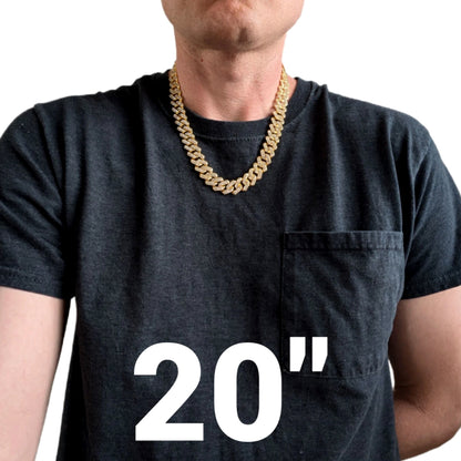 Gold Iced-Out Tilted Cuban Gem Link Chain Necklace (20"-28")