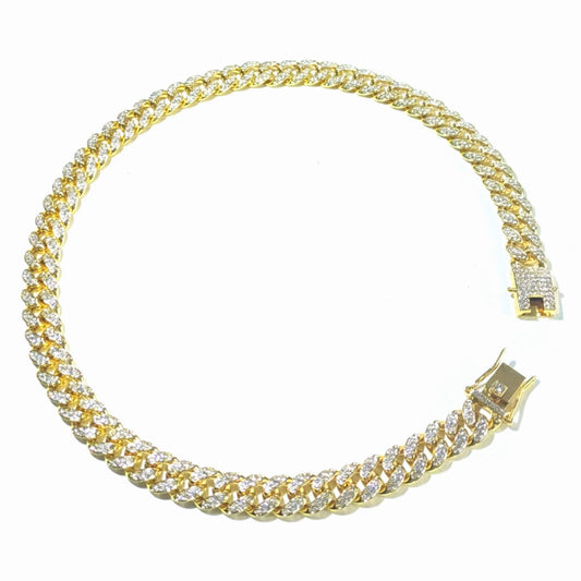 Gold Iced-Out Straight Cuban Gem Link Chain Necklace (20"-28")