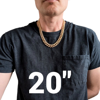 Gold Iced-Out Straight Cuban Gem Link Chain Necklace (20"-28")