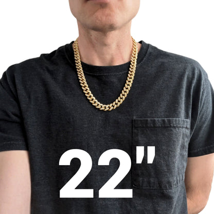 Gold Iced-Out Straight Cuban Gem Link Chain Necklace (20"-28")