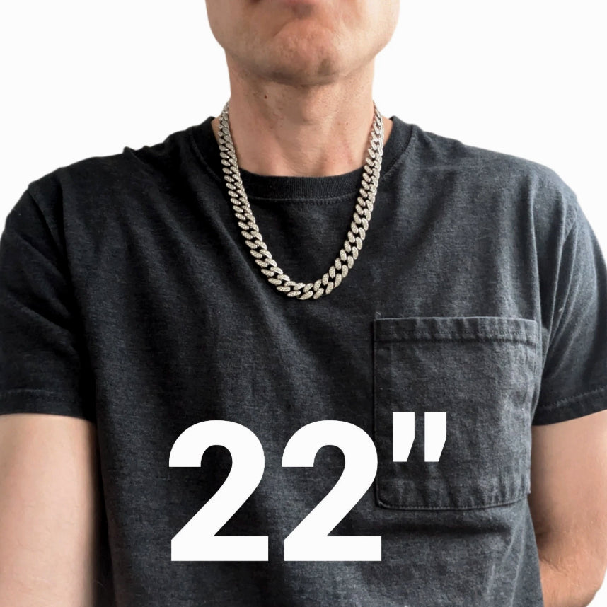 Silver Iced-Out Straight Cuban Gem Link Chain Necklace (20"-28")