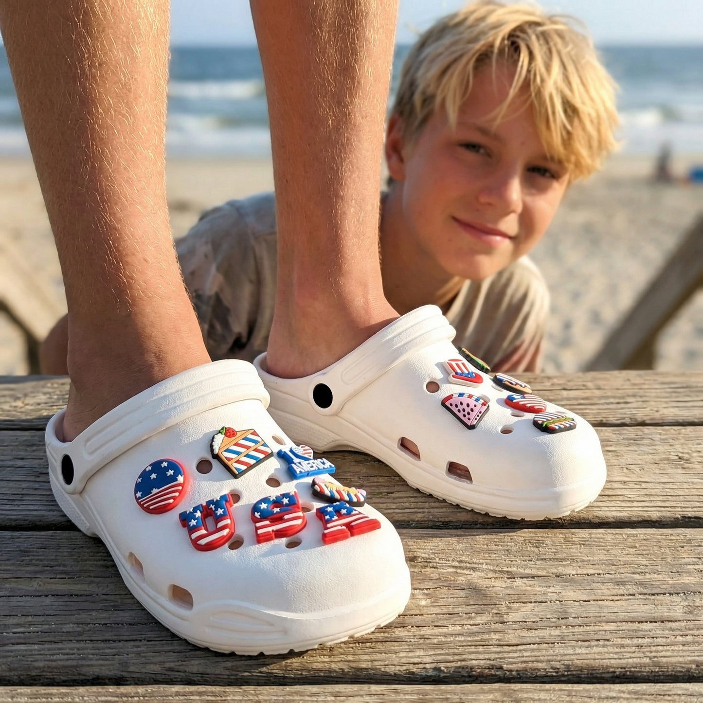 PATRIOTIC SHOE CHARM COLLECTION (Pack of 14) USA American, Complete Set