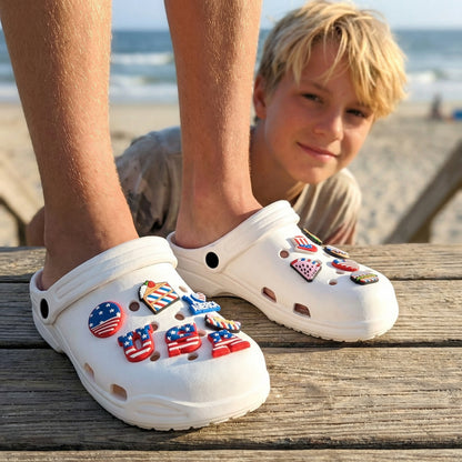 PATRIOTIC SHOE CHARM COLLECTION (Pack of 14) USA American, Complete Set