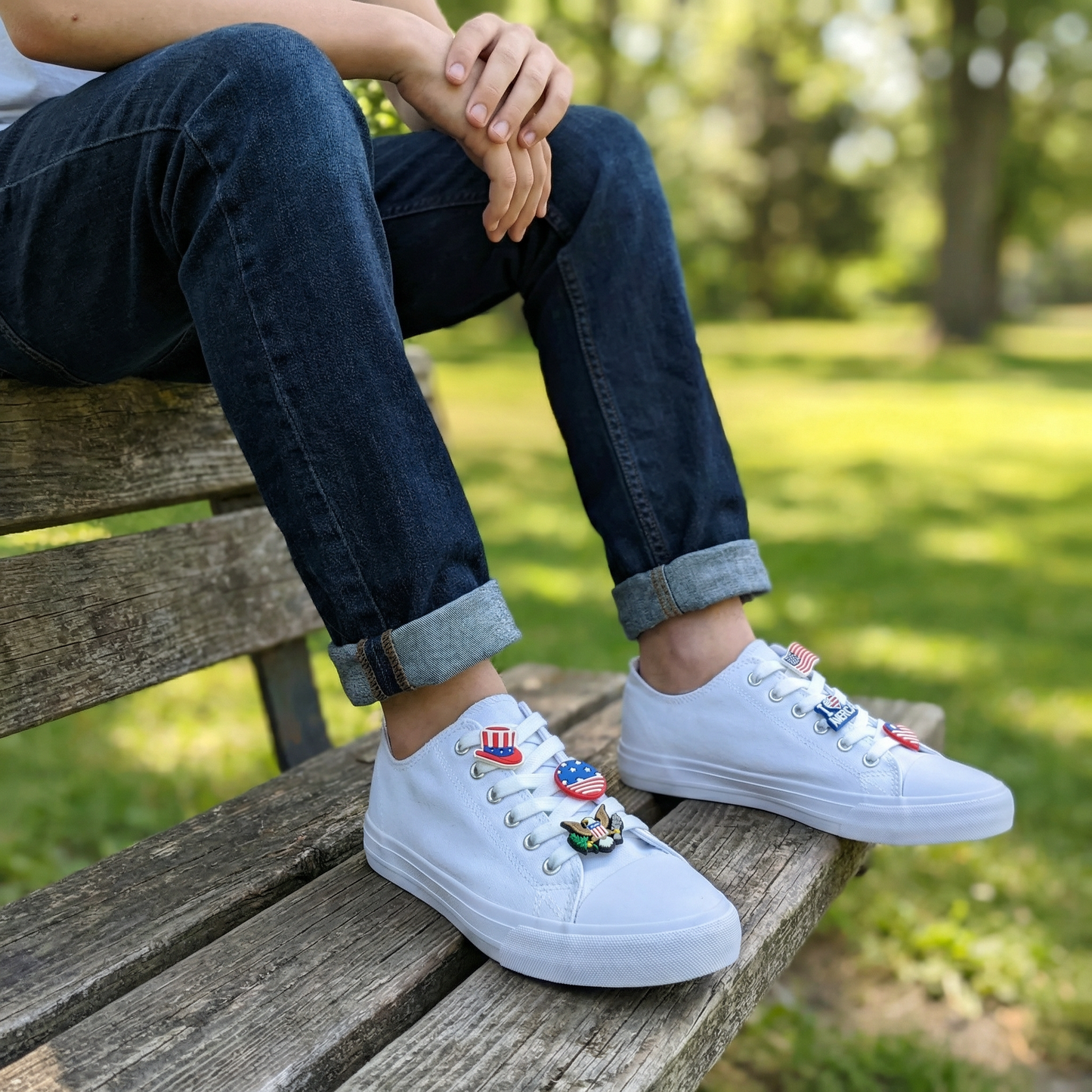 PATRIOTIC SHOE CHARM COLLECTION (Pack of 6) USA American, Set of Essentials