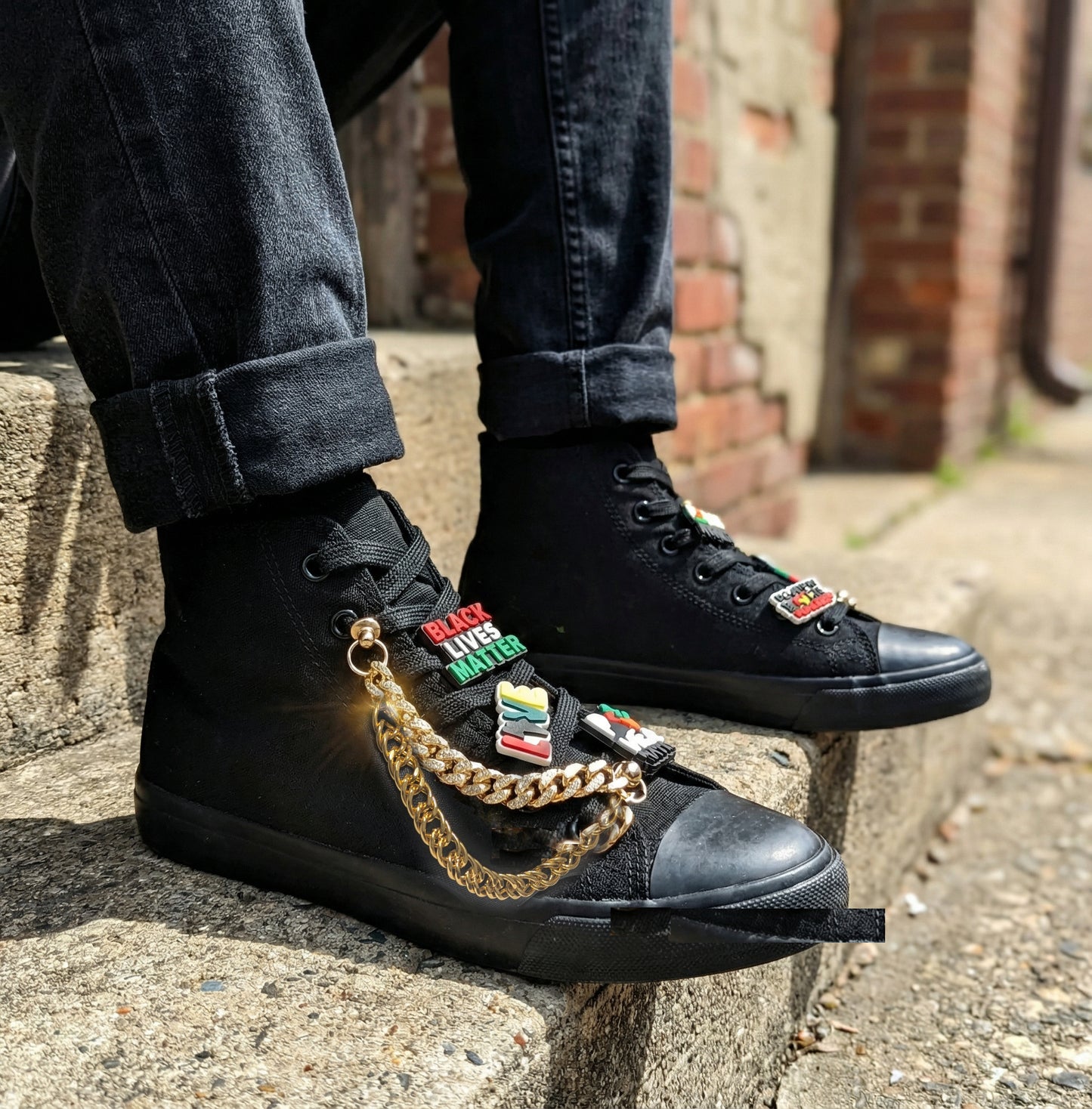 BLACK LIVES MATTER SHOE CHARM COLLECTION (Pack of 8) BLM Empowerment, Set of Essentials with Chains