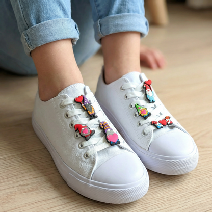 ROMANTIC GNOME SHOE CHARM COLLECTION (Pack of 6) Romantic Heart Trolls, Set of Essentials