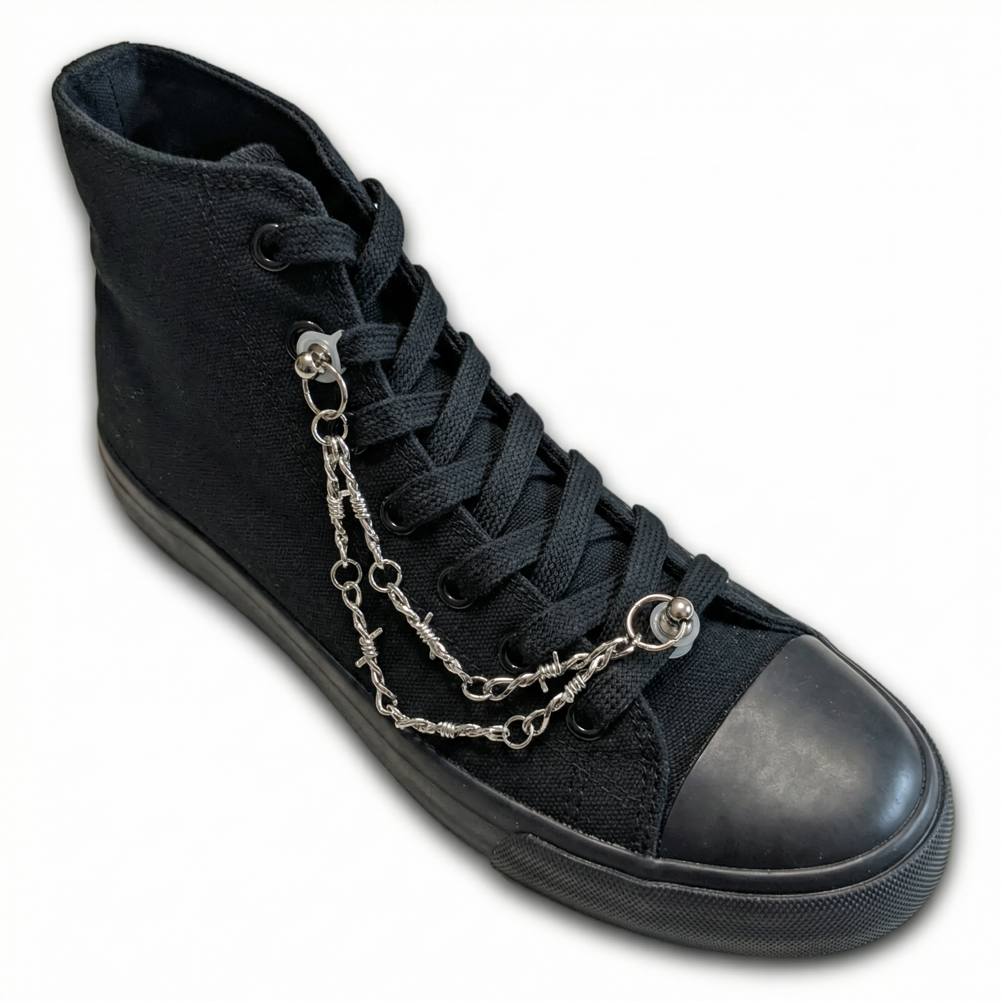 SILVER BARBED WIRE SHOE CHARM CHAIN - Thorn Link CrayCharm (5.25-inches)