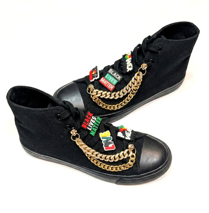 BLACK LIVES MATTER SHOE CHARM COLLECTION (Pack of 8) BLM Empowerment, Set of Essentials with Chains