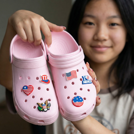 PATRIOTIC SHOE CHARM COLLECTION (Pack of 6) USA American, Set of Essentials