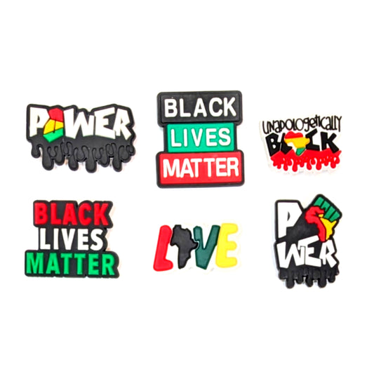 BLACK LIVES MATTER SHOE CHARM COLLECTION (Pack of 6) BLM Empowerment, Set of Essentials