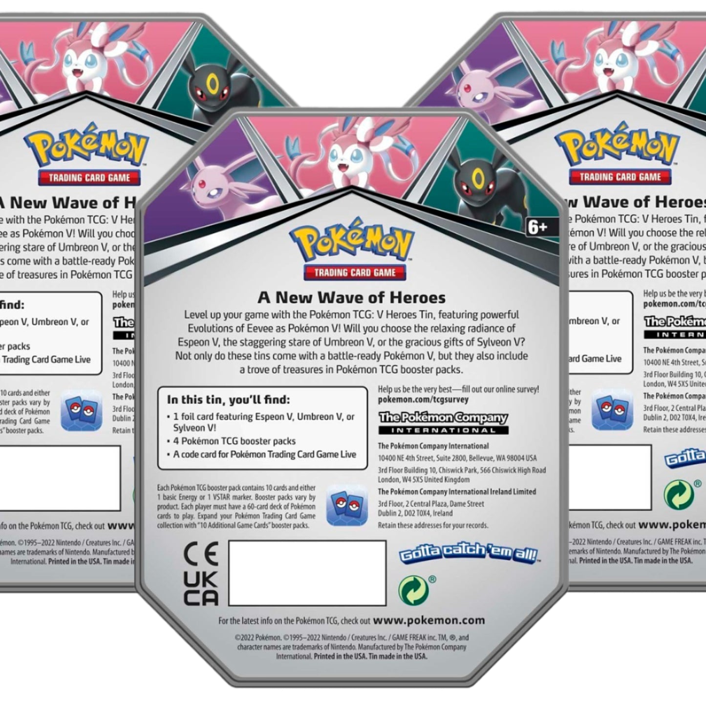 Pokemon TCG: V Heroes Tin Set of 3 (International Version)