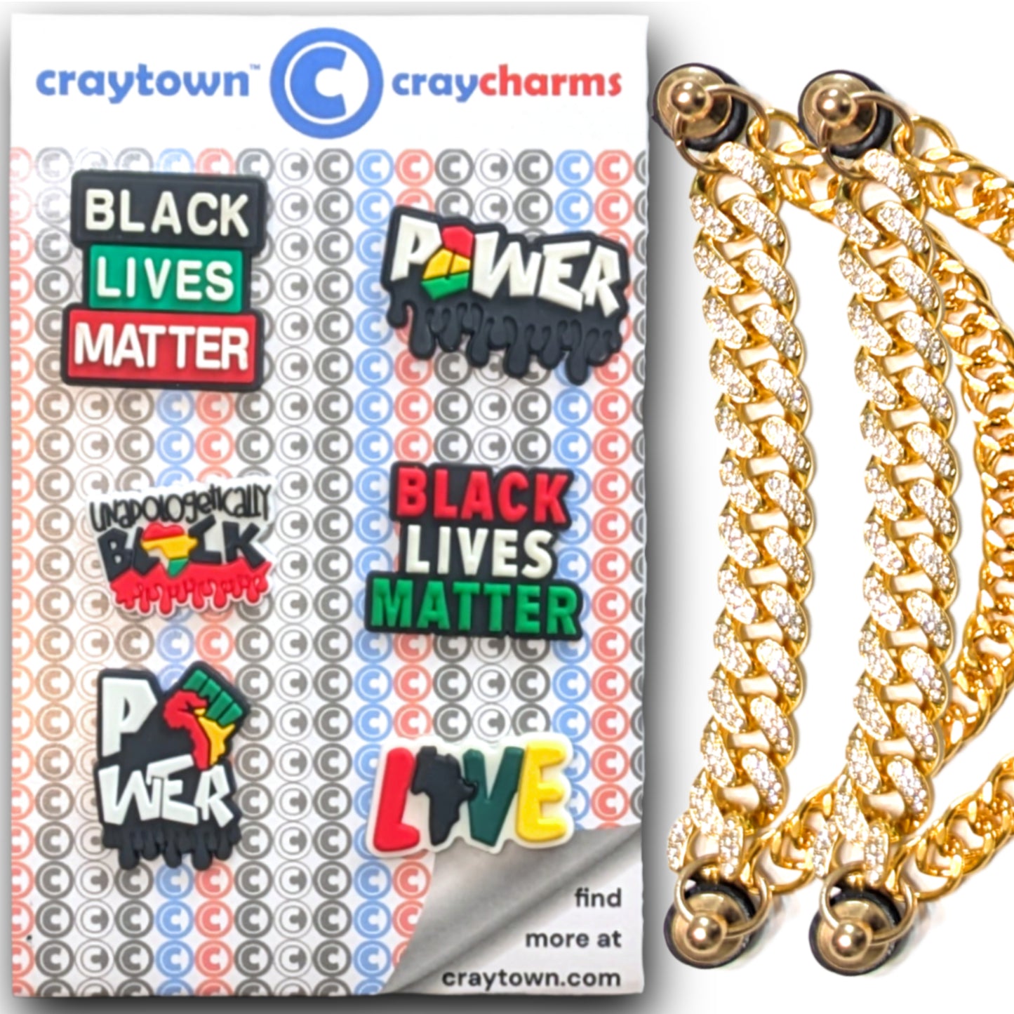 BLACK LIVES MATTER SHOE CHARM COLLECTION (Pack of 8) BLM Empowerment, Set of Essentials with Chains