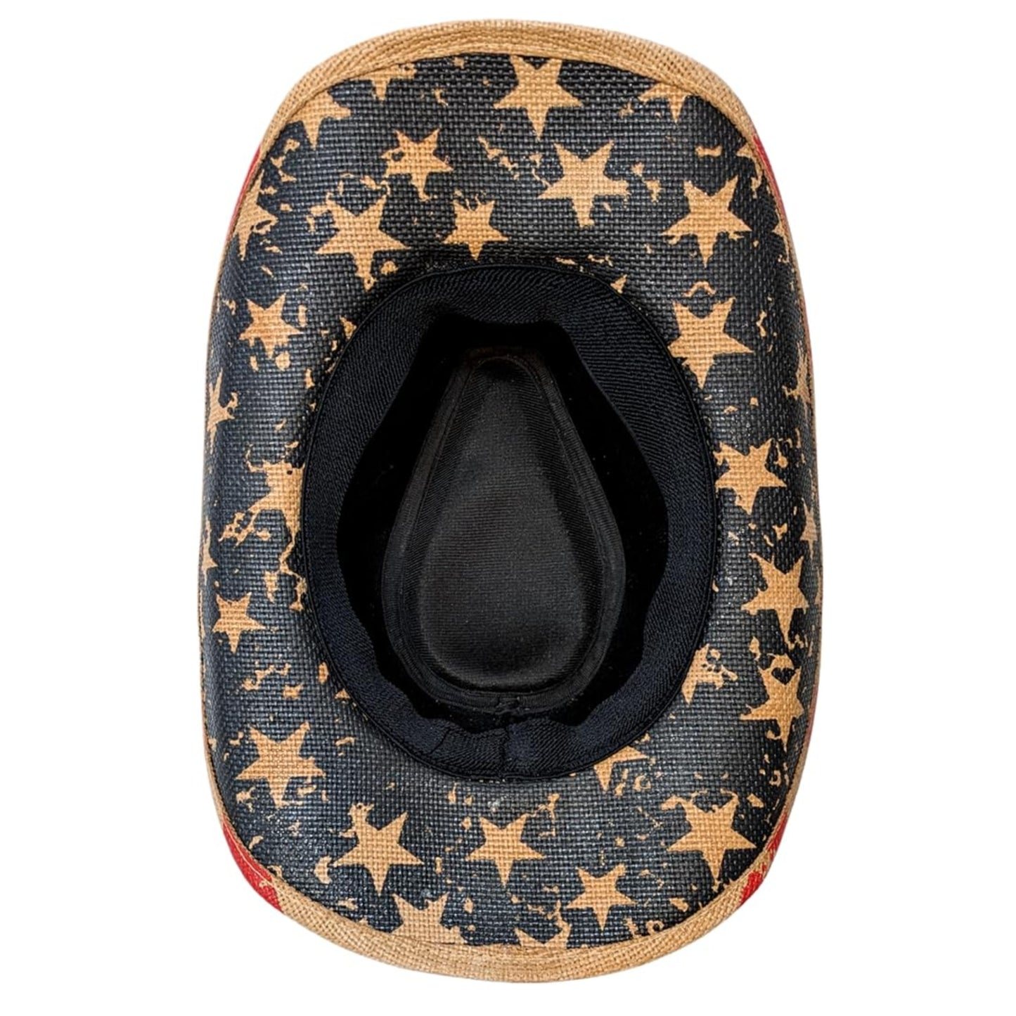 STRAW COWBOY HAT - American Flag Pattern with Eagle Concho Band (Adult Size)