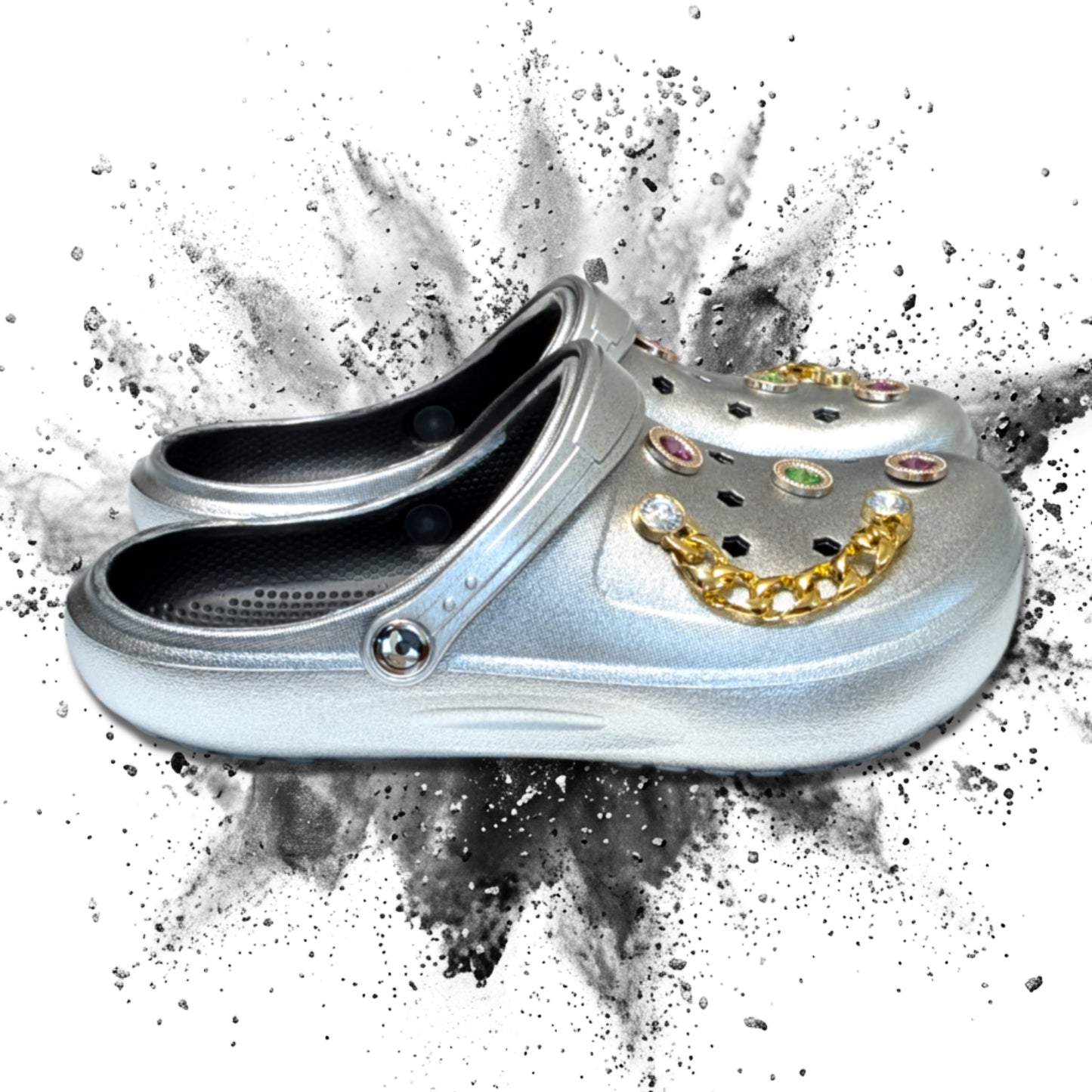 Girl's Silver Clogs, Craytown Brand, Accessories Optional, J4-J6