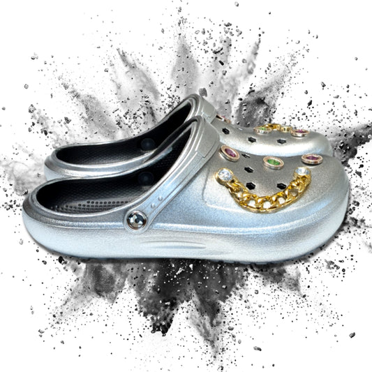 Girl's Silver Clogs, Craytown Brand, Accessories Optional, J4-J6