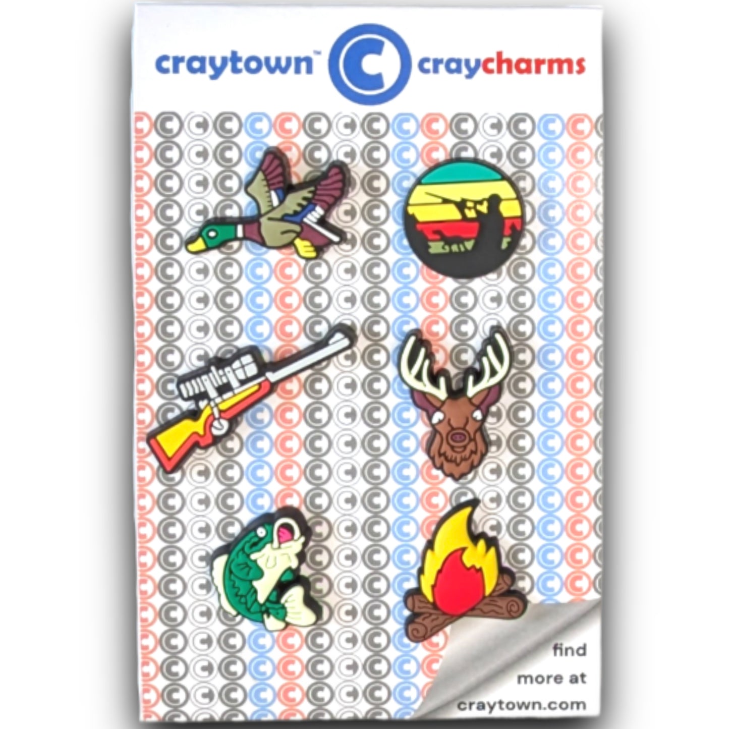 OUTDOORSMAN SHOE CHARM COLLECTION (Pack of 6) Hunting & Fishing, Set of Essentials