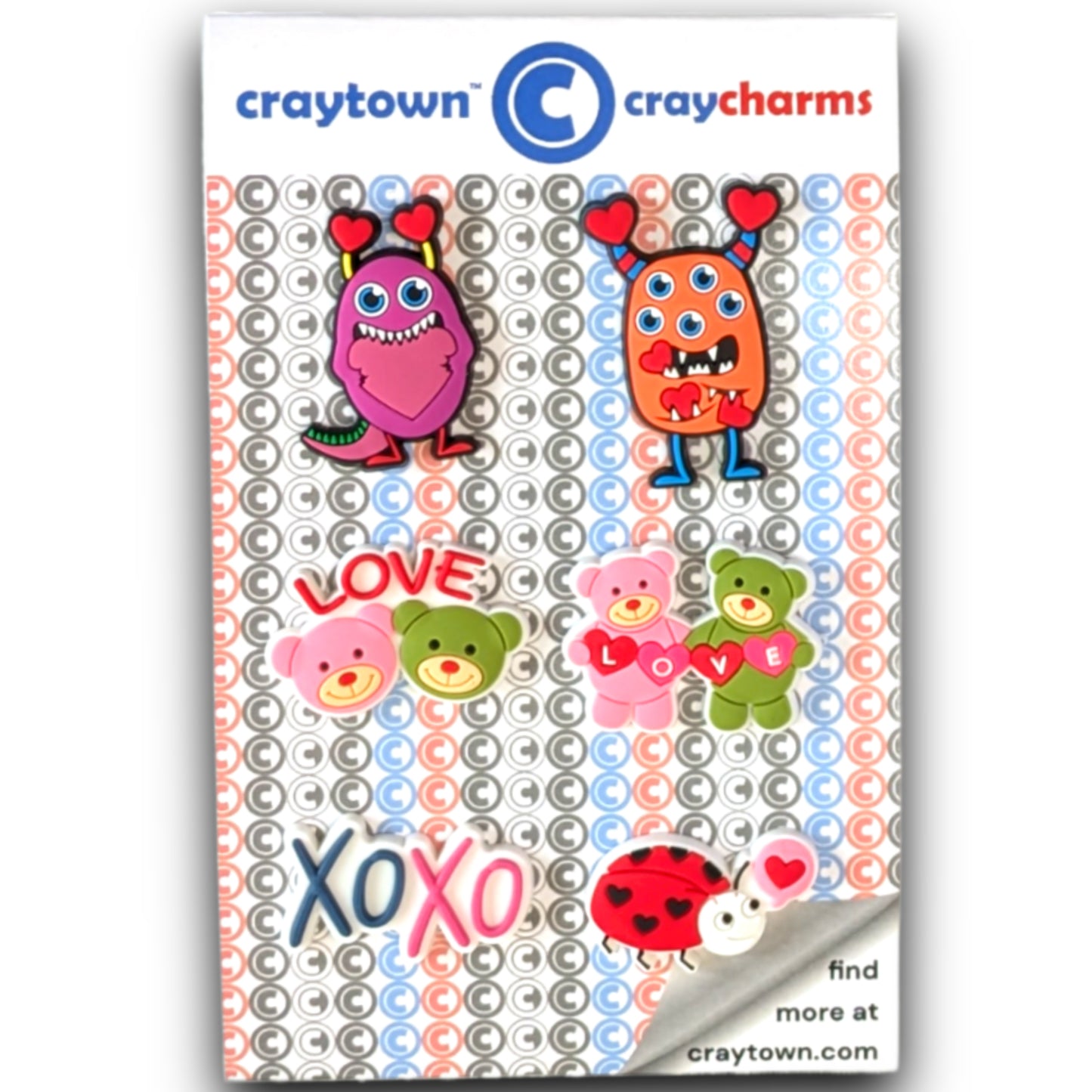 LOVE BUG SHOE CHARM COLLECTION (Pack of 6) XOXO Heart, Set of Essentials