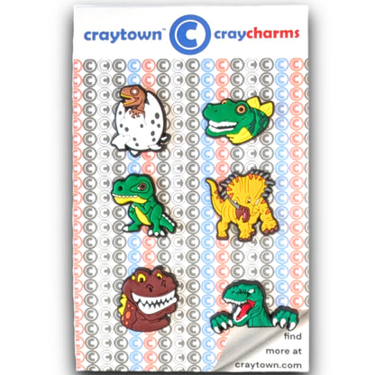 COLORFUL DINOSAUR SHOE CHARM COLLECTION (Pack of 6) Set of Essentials