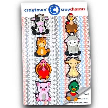 CUTE FARM ANIMAL SHOE CHARM COLLECTION (Pack of 8) Complete Set
