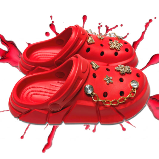 Girl's Red Clogs, Craytown Brand, Accessories Optional, Big Kids' C11-J4
