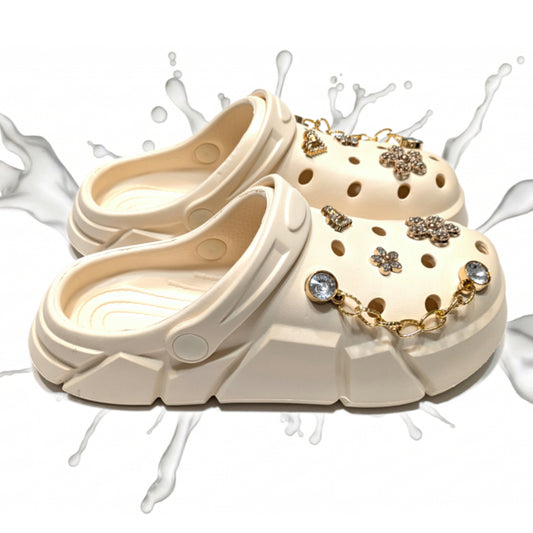Girl's Ivory Clogs, Craytown Brand, Accessories Optional, Big Kids' C11-J4